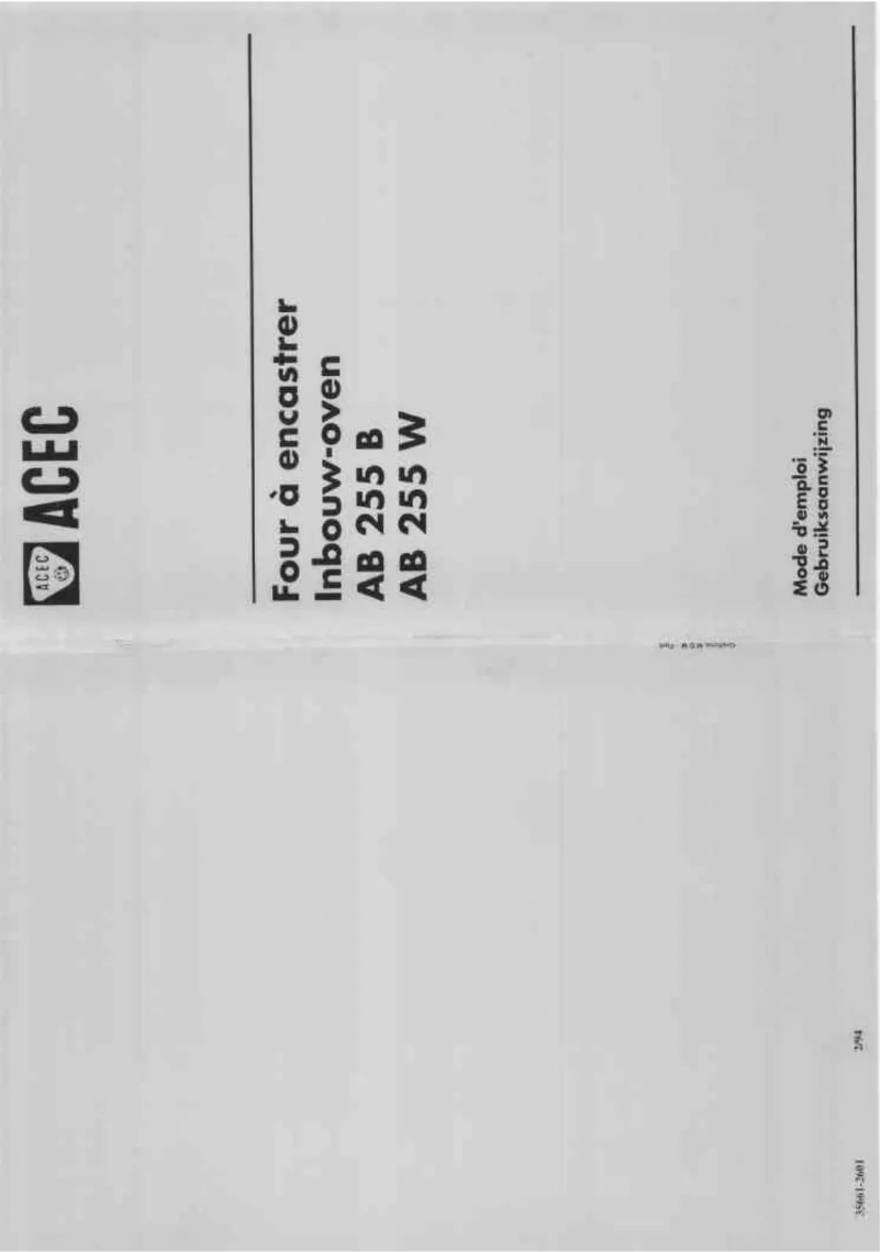 Page 1 de la notice Manuel utilisateur Acec AB 255