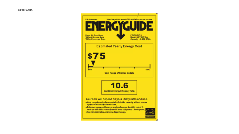 Page n°1 - Label énergétique Friedrich UCT08A10A