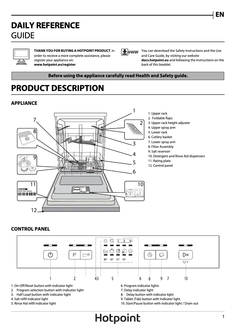 Página 1 del manual Manual de usuario Hotpoint HDFC 2B+26 SV UK