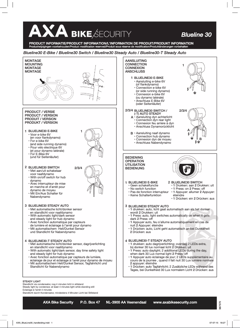 Image de la première page du manuel de l'appareil Blueline 30