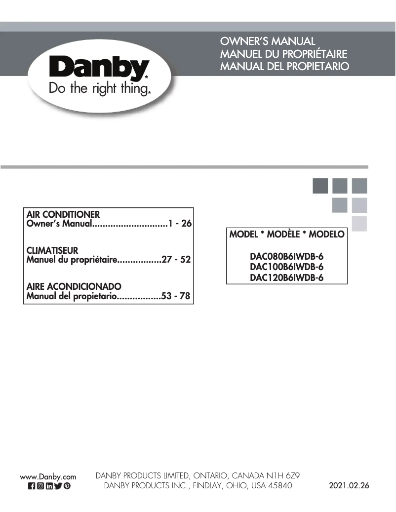 Página 1 del manual Manual de usuario Danby DAC080B6IWDB-6
