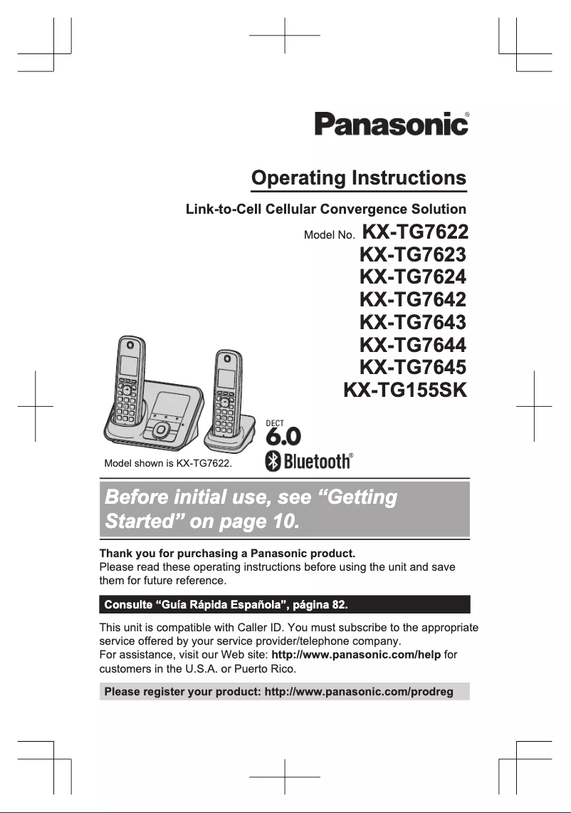 Page 1 de la notice Manuel utilisateur Panasonic KX-TG7621