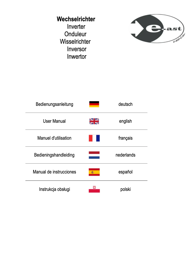 Page n°1 - Manuel utilisateur e-ast CL700-D-24