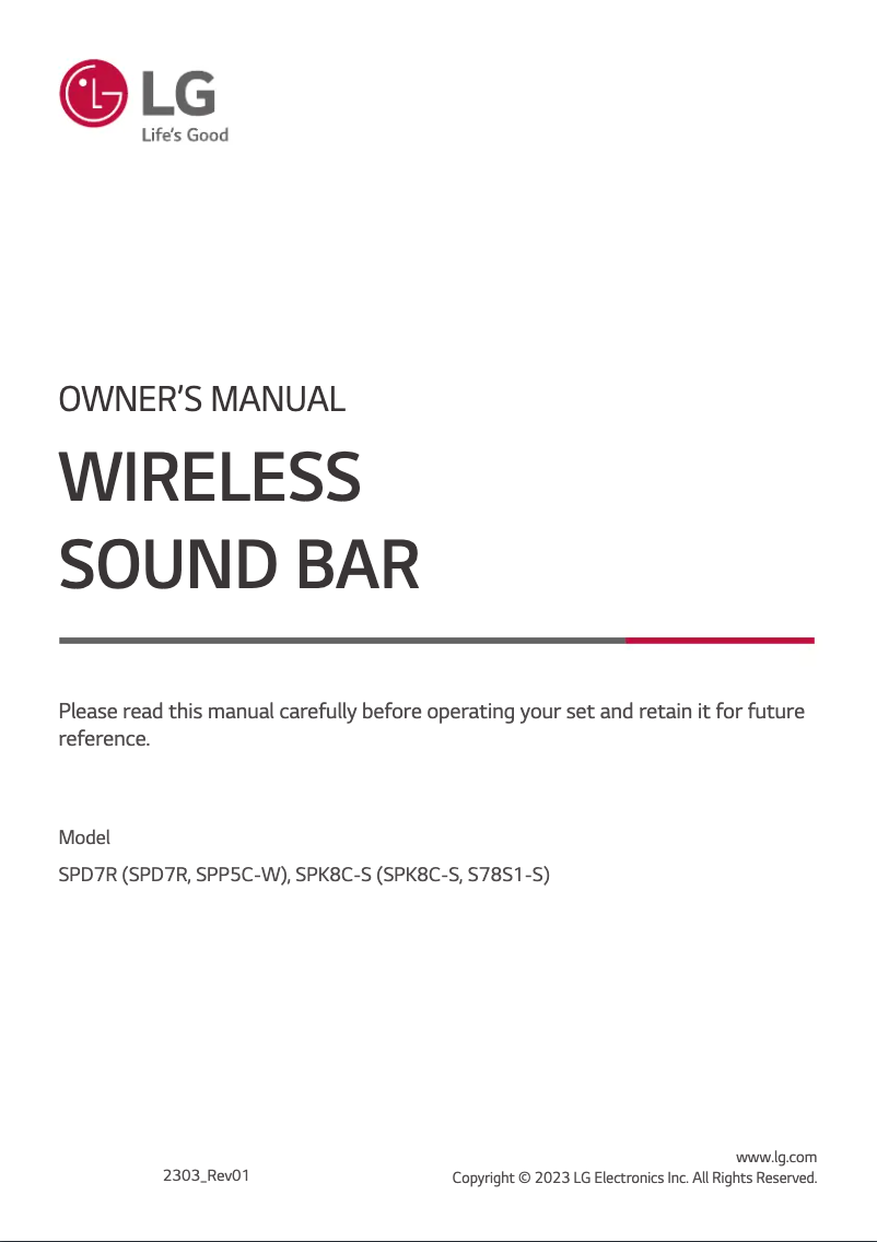 Page 1 de la notice Manuel utilisateur LG SPD7R