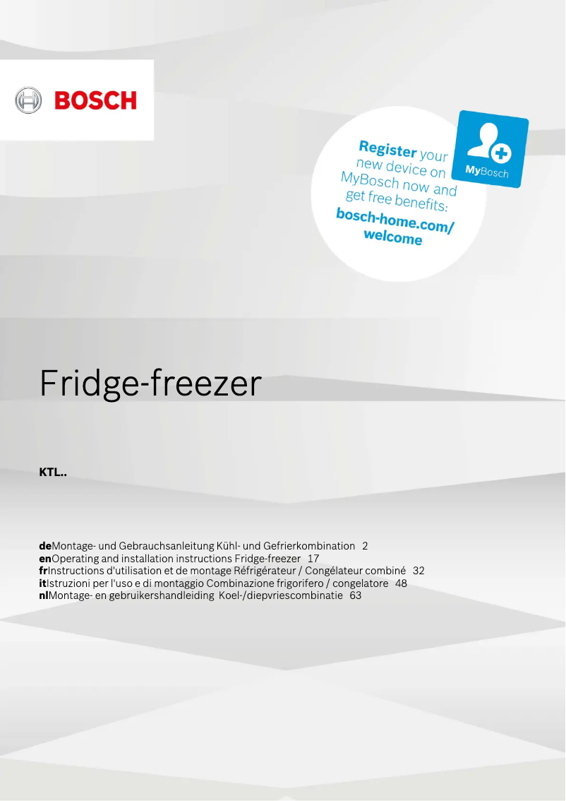 Page n°1 - Manuel utilisateur Bosch KTL15NWEA