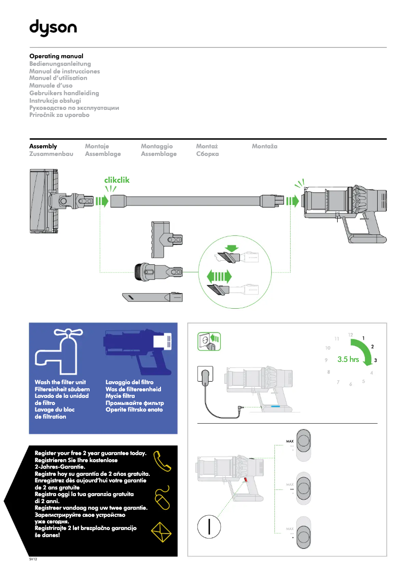 Image de la première page du manuel de l'appareil V10