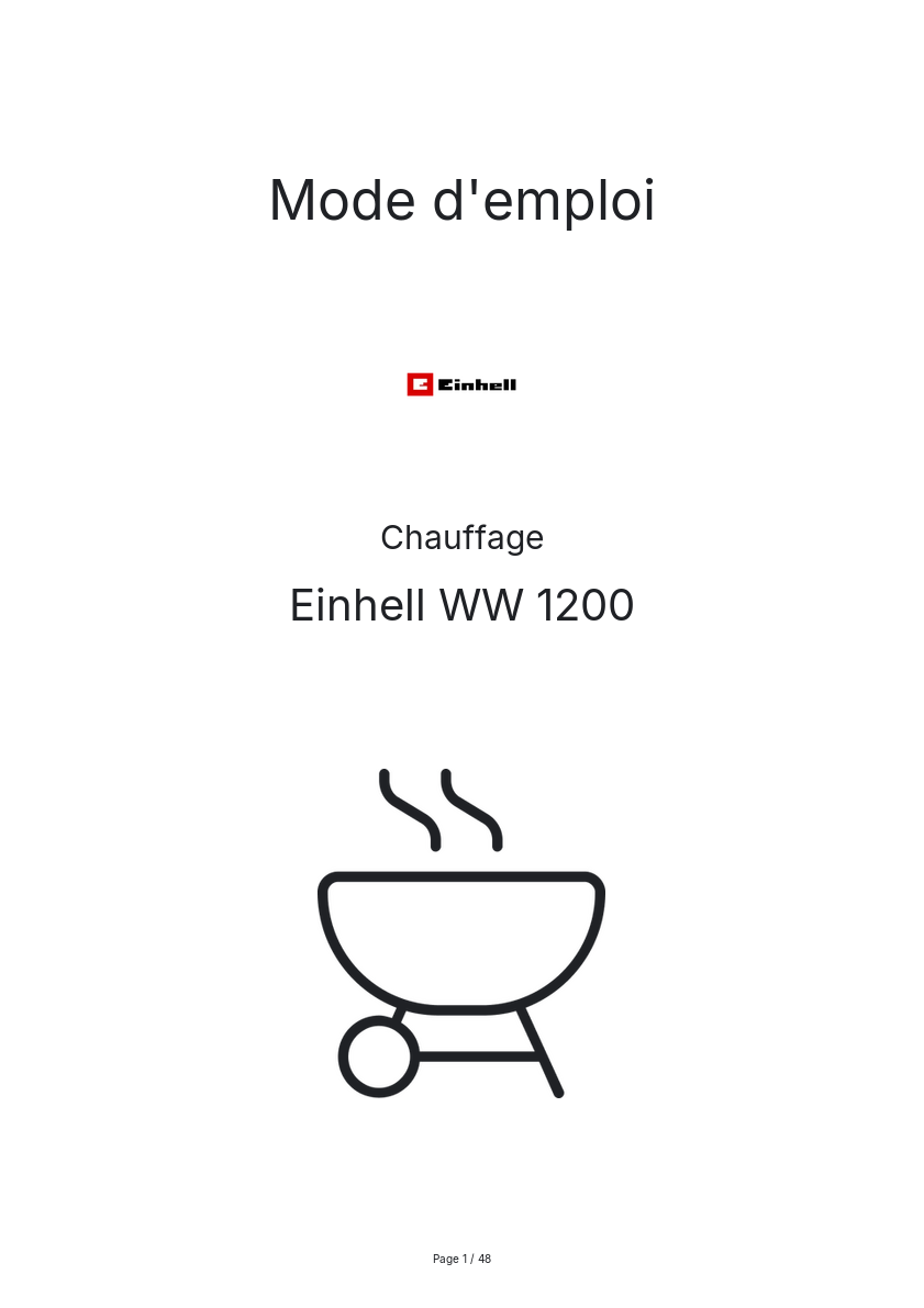 Page n°1 - Mode d'emploi Einhell WW 1200