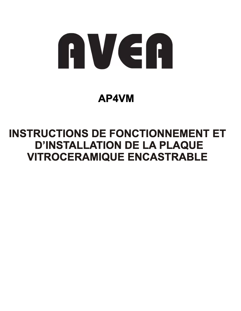 Page n°1 - Manuel utilisateur AVEA AP4VM