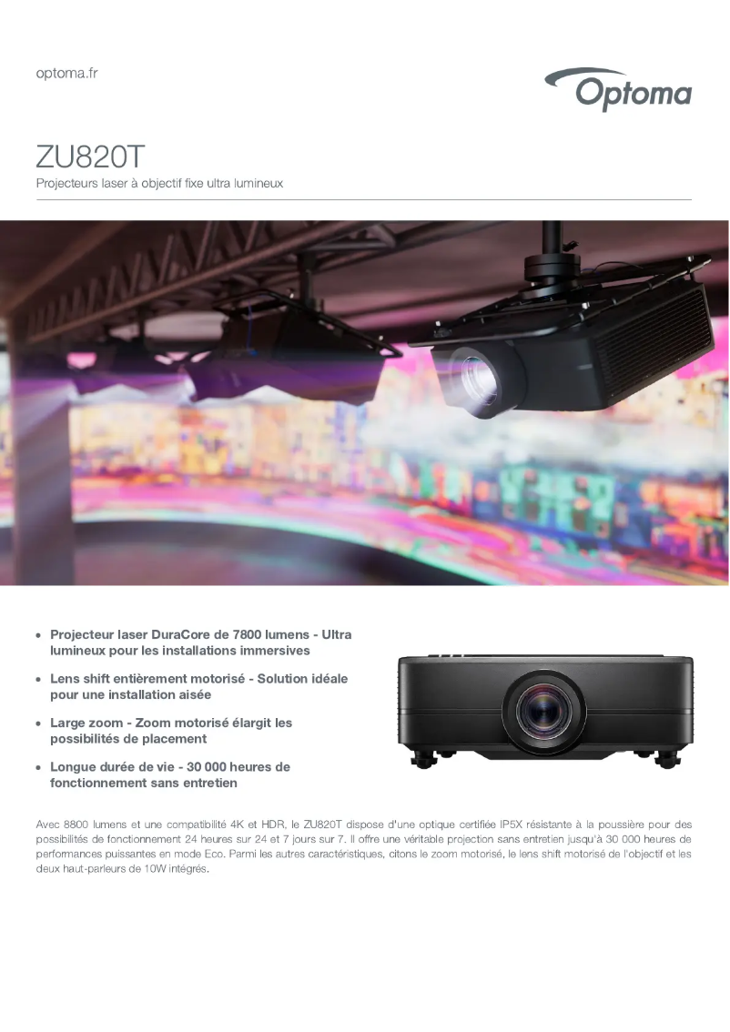 Page n°1 - Fiche technique Optoma ZU820T
