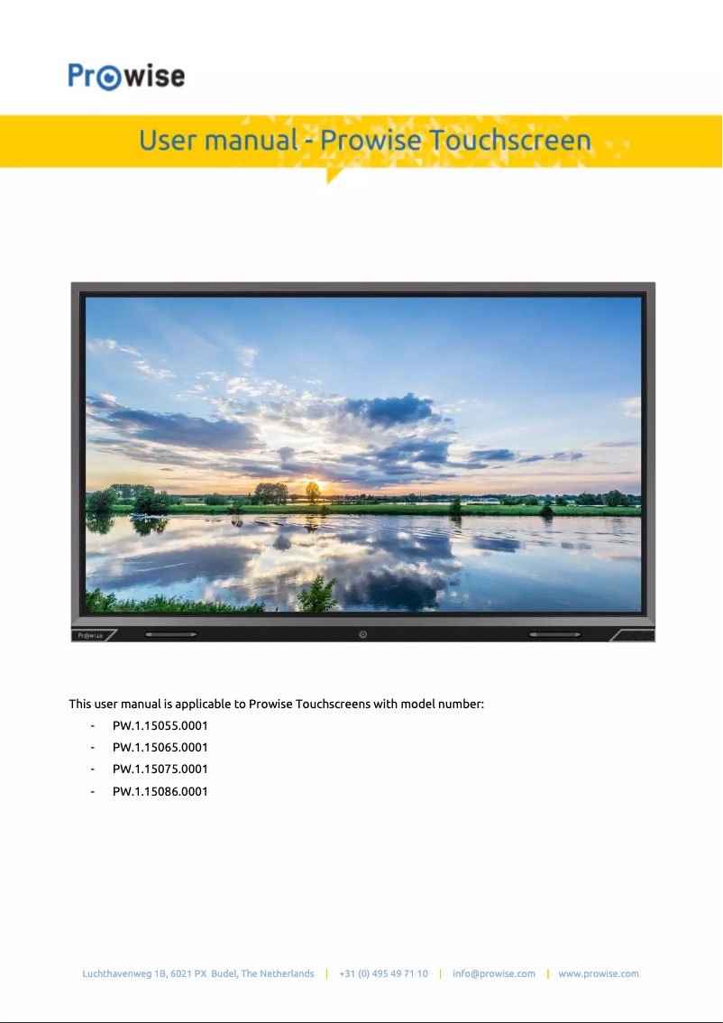 Page n°1 - Manuel utilisateur Prowise PW.1.15086.1001