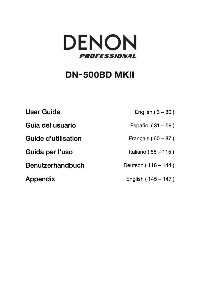 Image de la première page du manuel de l'appareil DN-500BD MKII