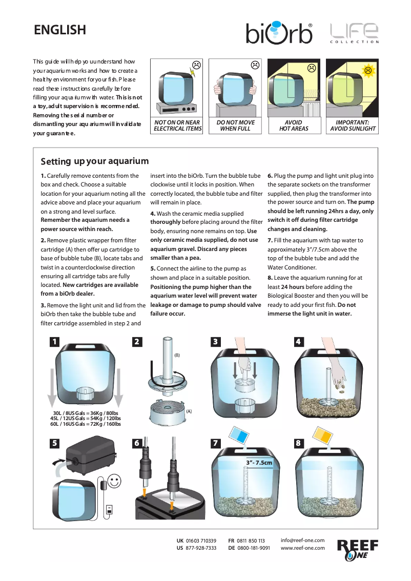Imagen de la primera página del manual del dispositivo biOrb Life