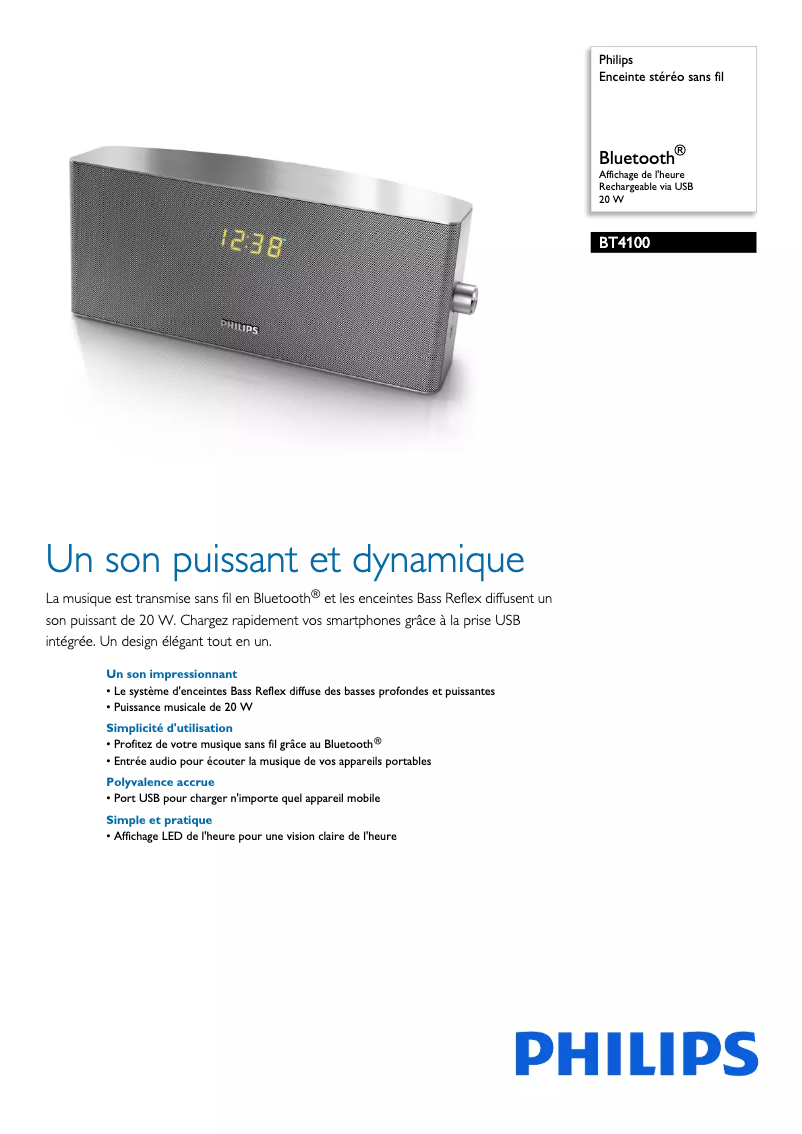 Imagen de la primera página del manual del dispositivo BT4100