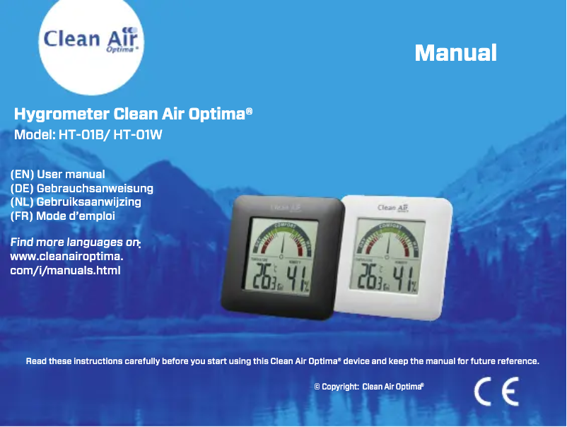 Page n°1 - Manuel utilisateur Clean Air Optima HT-01