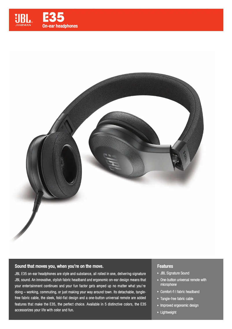 Page 1 de la notice Manuel utilisateur JBL E35