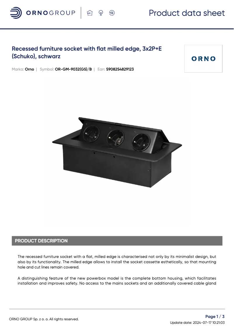 Página 1 del manual Ficha técnica ORNO OR-GM-9032