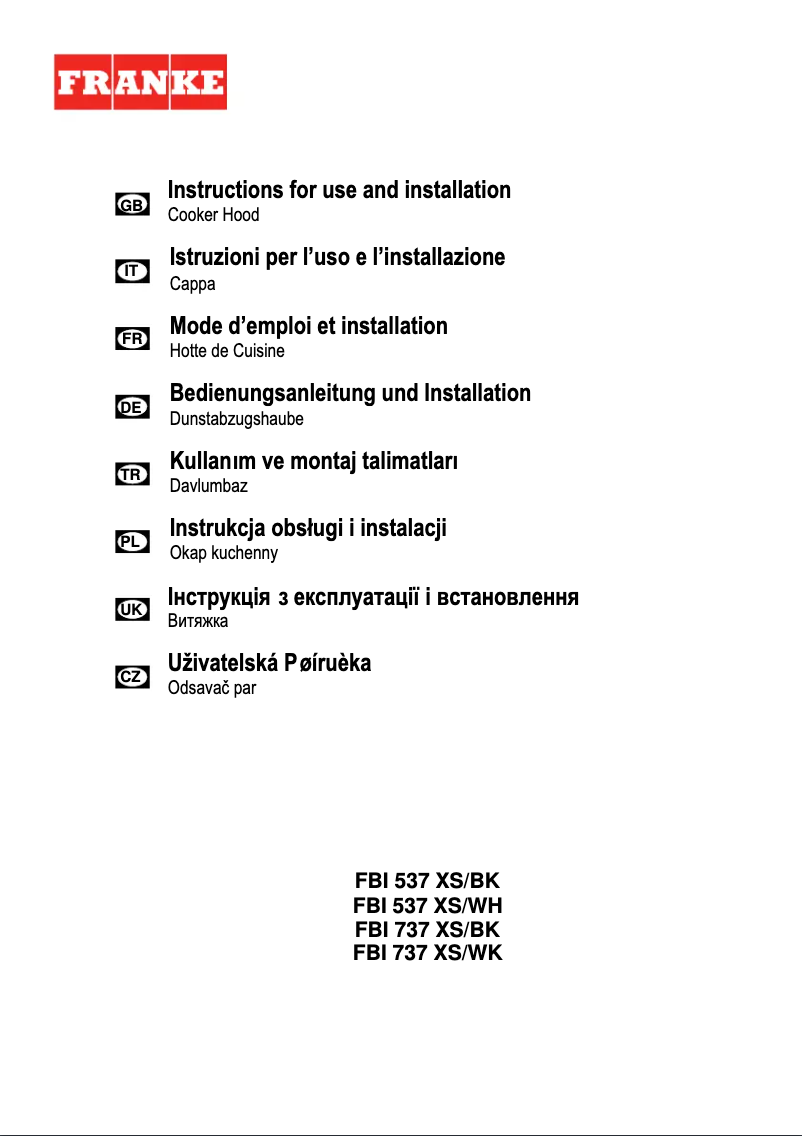 Image de la première page du manuel de l'appareil FBI 737 XS/BK