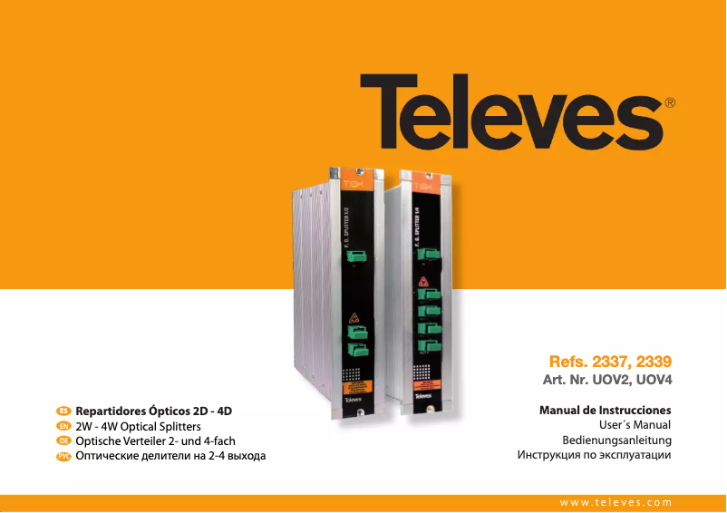 Page 1 de la notice Manuel utilisateur Televes T.0X Optical 2339