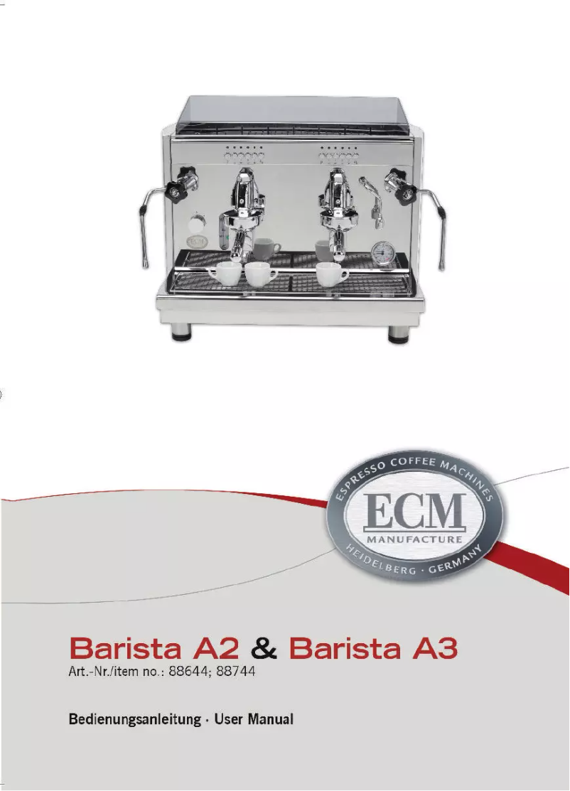 Page n°1 - Manuel utilisateur ECM Barista A3