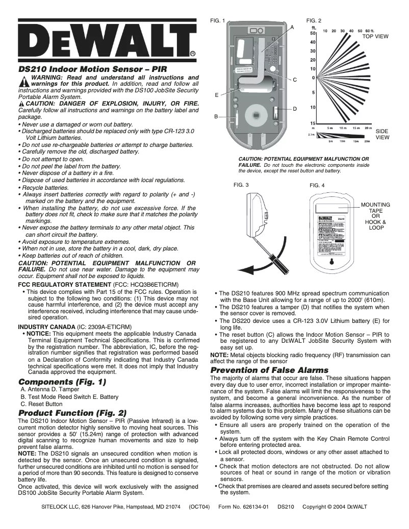 Page n°1 - Manuel utilisateur DeWalt DS210