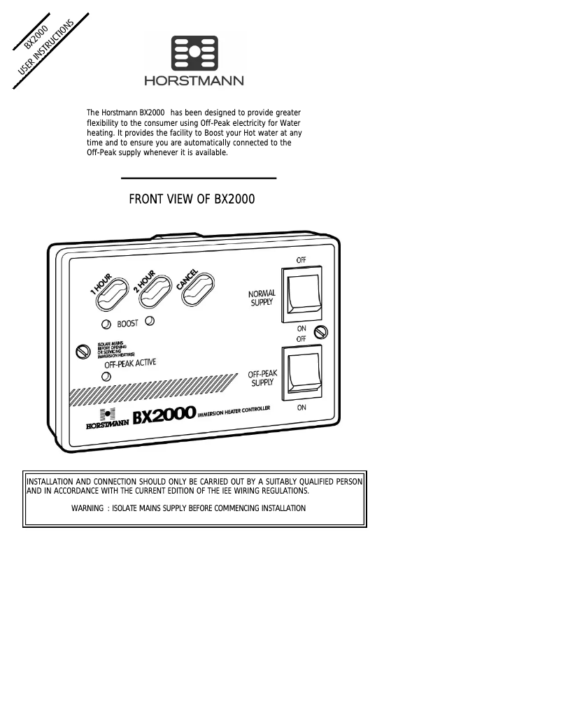 Page n°1 - Manuel utilisateur Horstmann BX2000