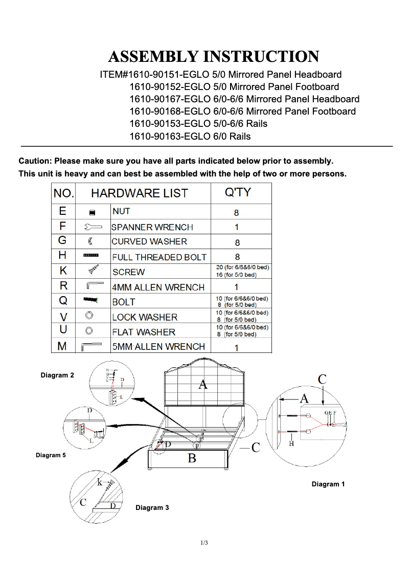 Page 1 de la notice Manuel utilisateur Hooker 1610-90168-EGLO