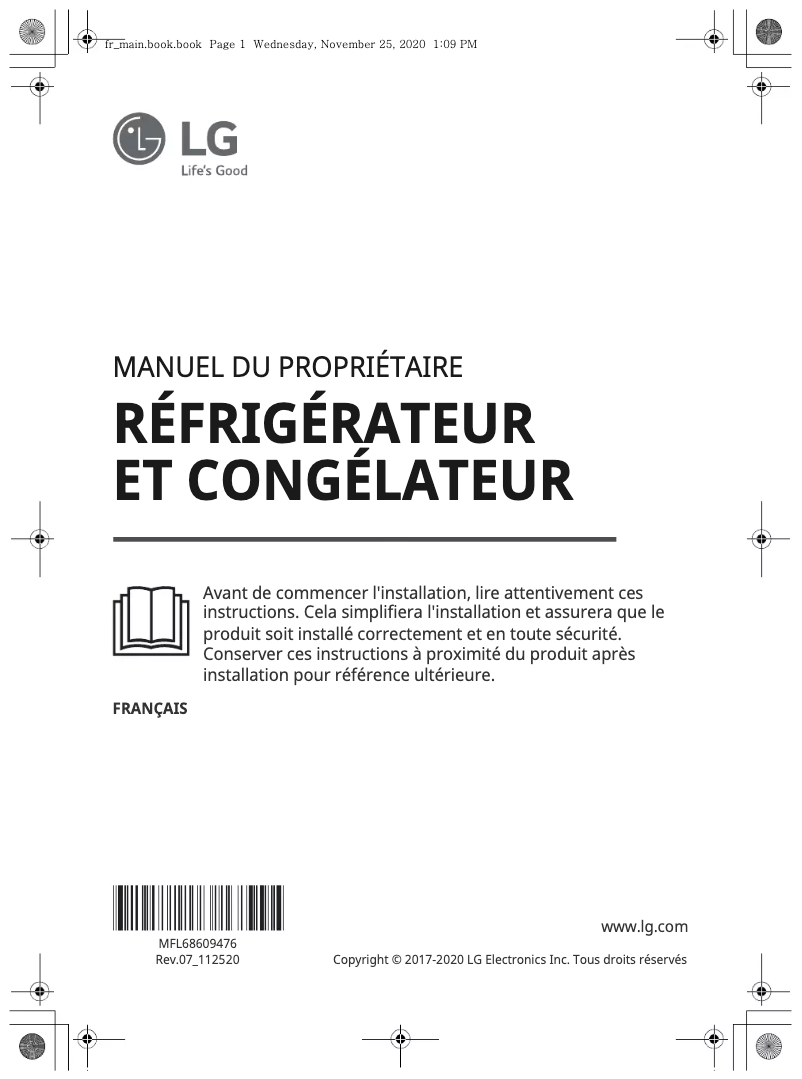 Page 1 de la notice Manuel utilisateur LG GTF7043PS