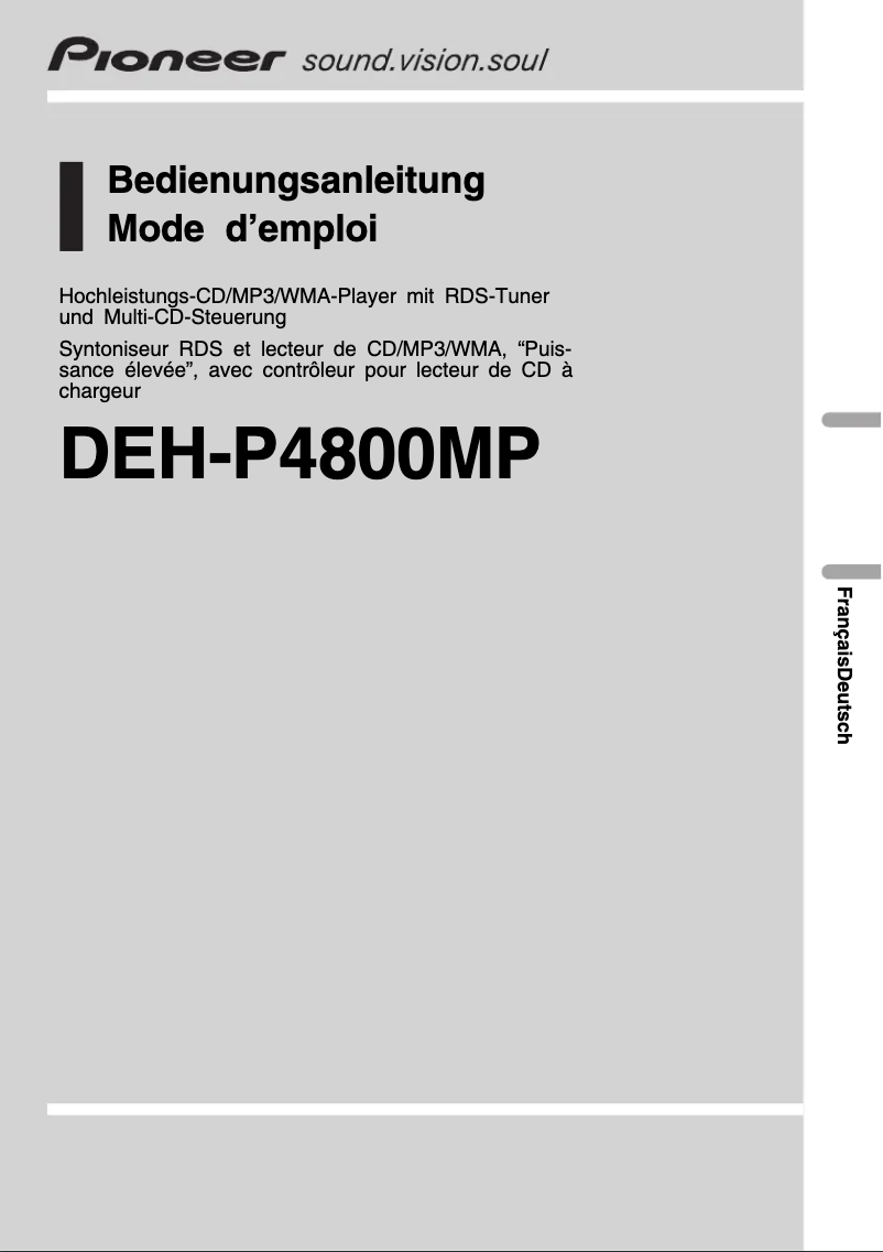 Page n°1 - Manuel utilisateur Pioneer DEH-P4800MP