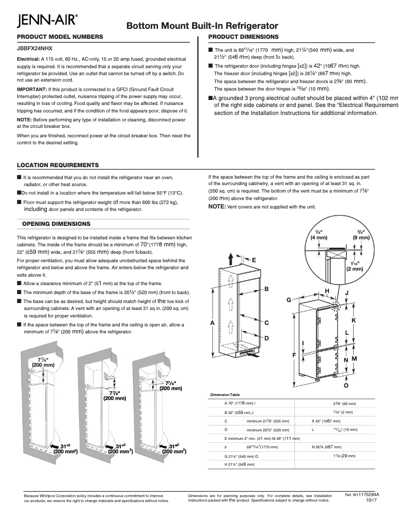 Page 1 de la notice Mode d'emploi JennAir JBBFX24NHX