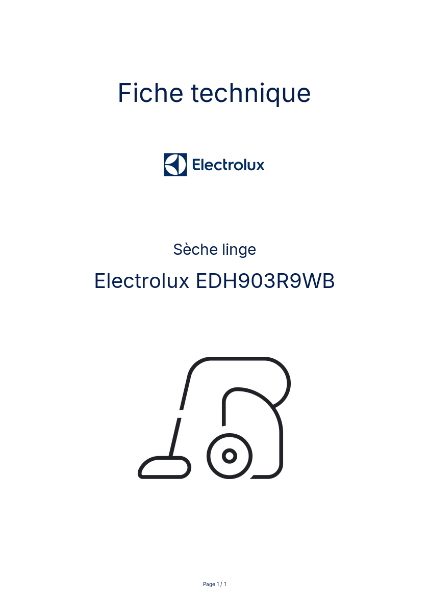 Image de la première page du manuel de l'appareil EDH903R9WB