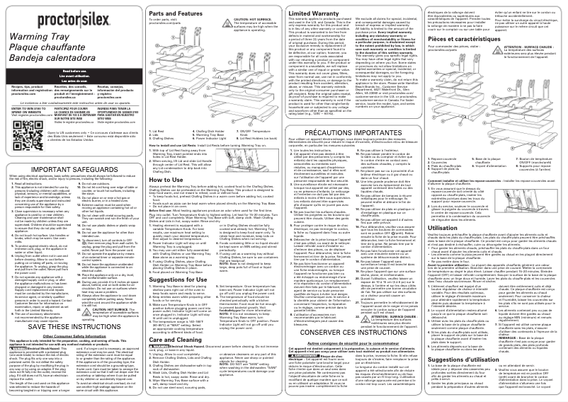 Page n°1 - Manuel utilisateur Proctor Silex 34320