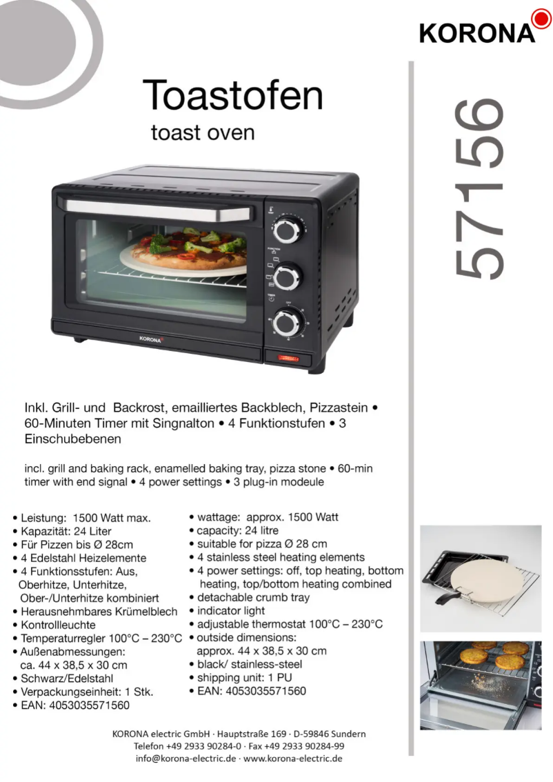 Page 1 de la notice Fiche technique Korona 57156