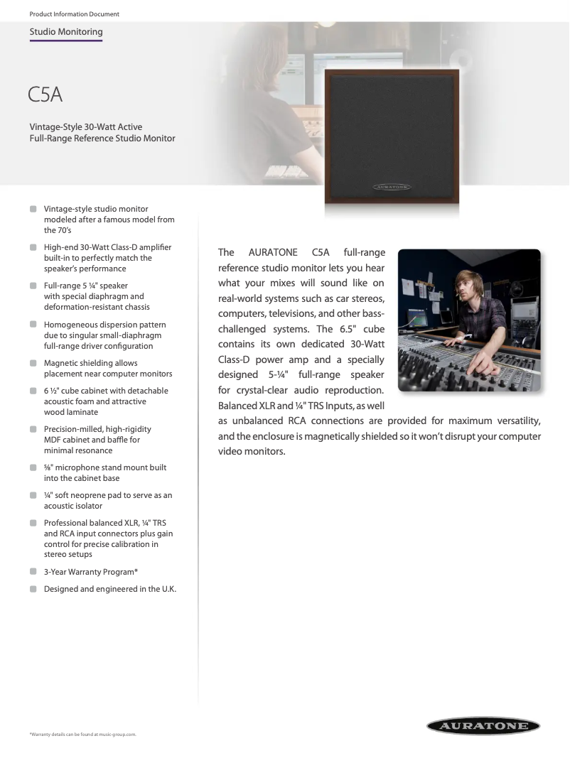 Page n°1 - Manuel utilisateur Auratone C5A