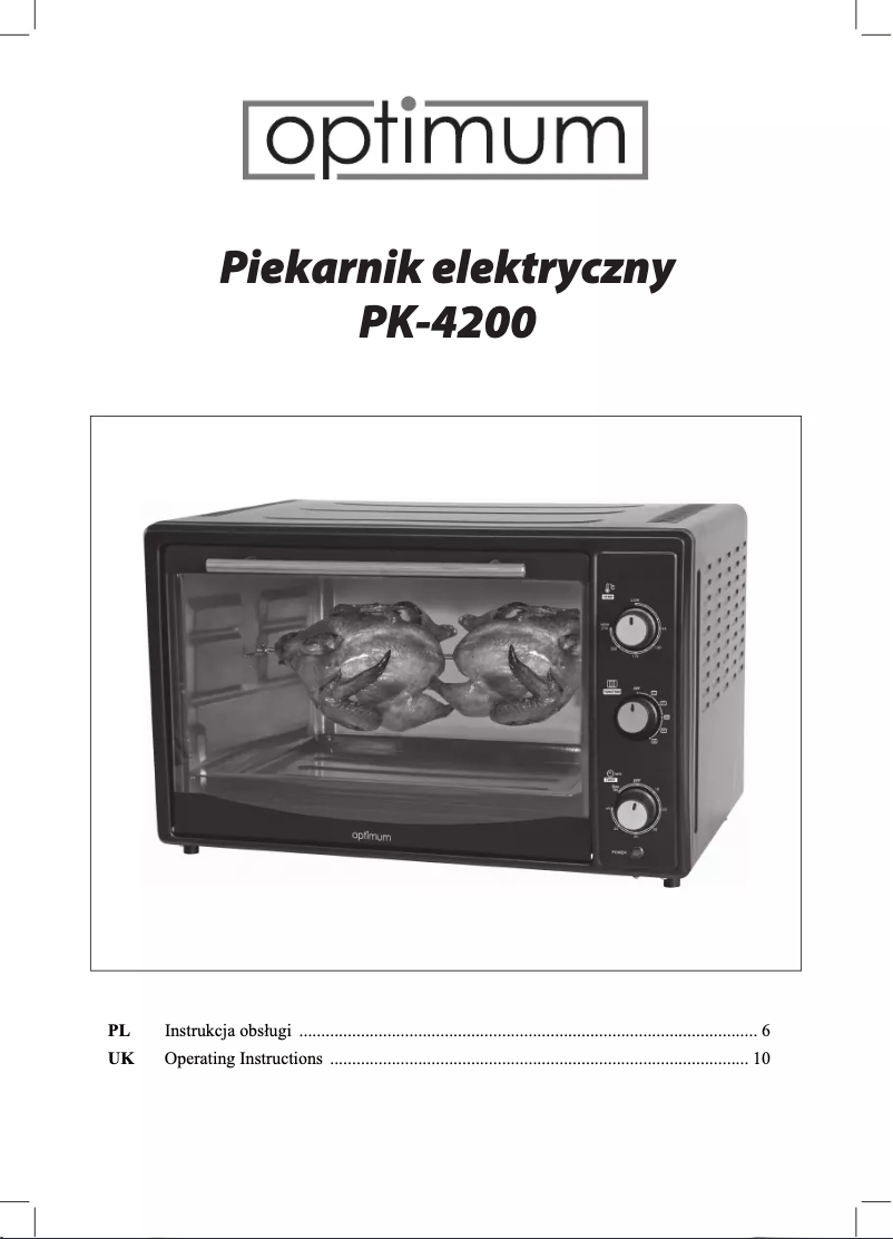 Page 1 de la notice Manuel utilisateur Optimum PK-4200