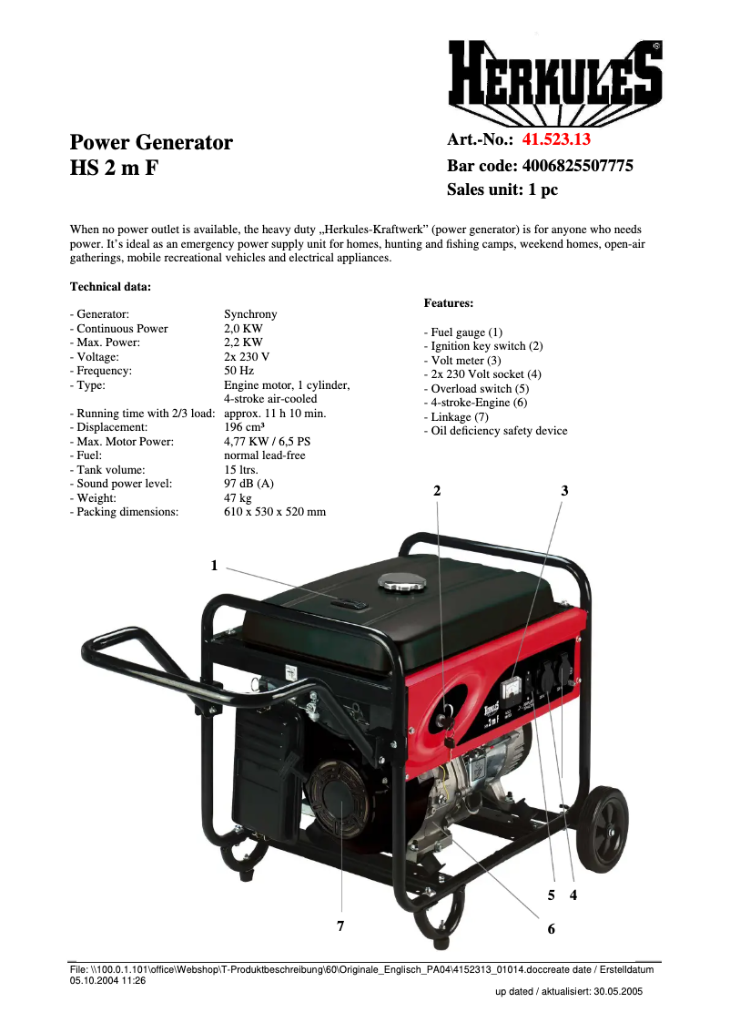 Image de la première page du manuel de l'appareil HS 2 m F