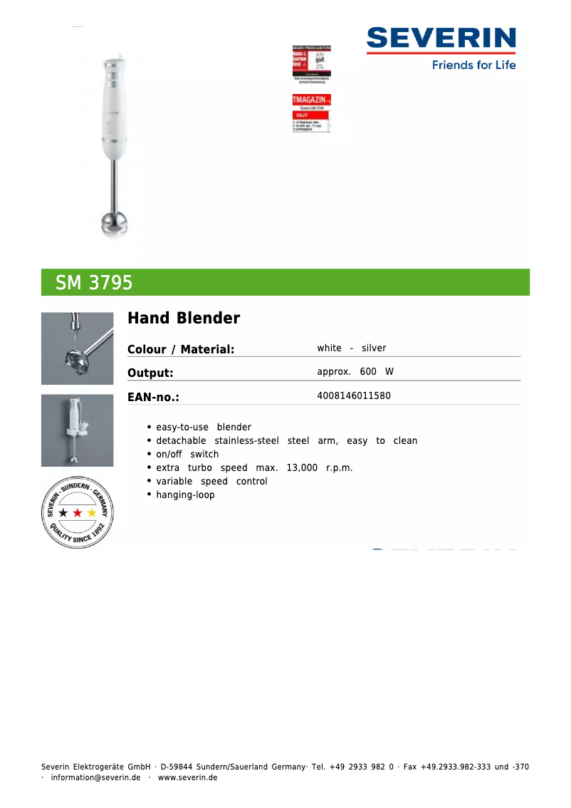 Image de la première page du manuel de l'appareil SM 3795