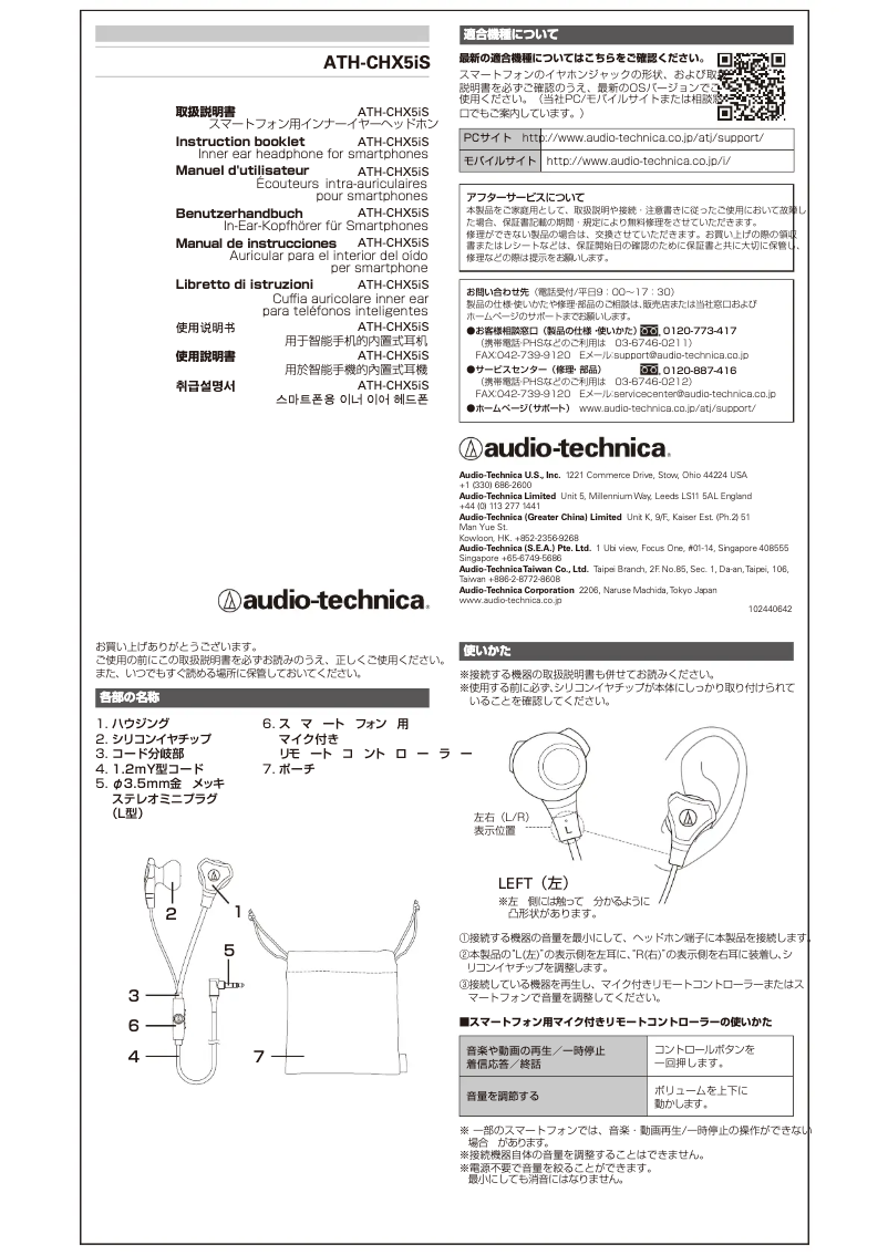 Página 1 del manual Manual de usuario Audio-Technica ATH-CHX5iS