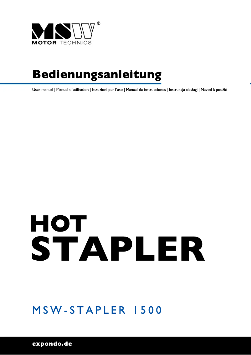 Page 1 de la notice Manuel utilisateur MSW MSW-STAPLER 1500