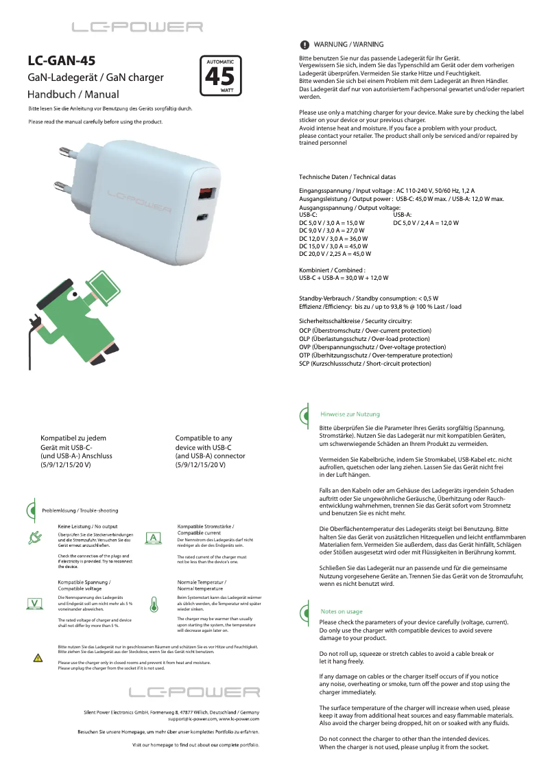 Image de la première page du manuel de l'appareil LC-GAN-45