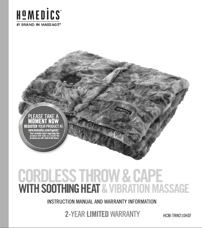 Page 1 de la notice Manuel utilisateur Homedics HCM-TRW210HSF