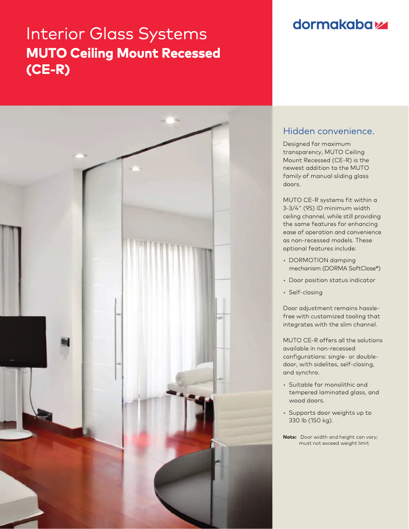 Page n°1 - Manuel utilisateur Dormakaba MUTO Recessed