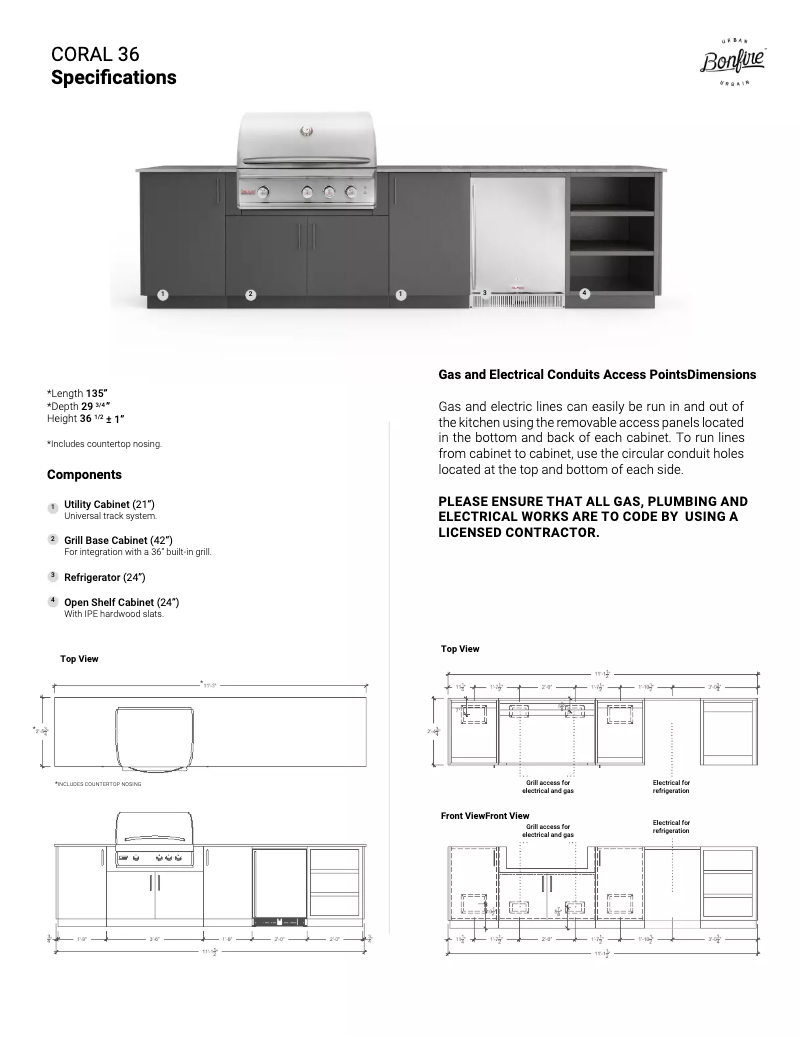 Page 1 de la notice Fiche technique Urban Bonfire Coral 36