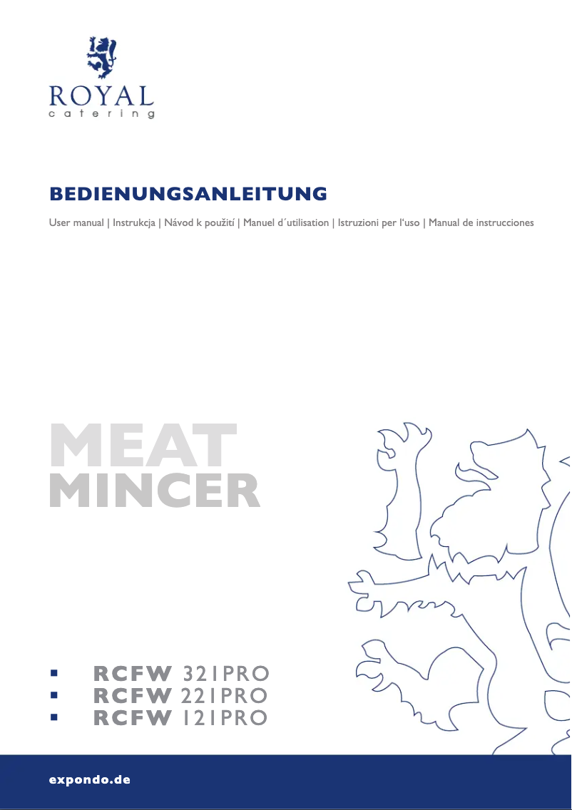 Page 1 of the manual User Manual Royal Catering RCFW 221PRO