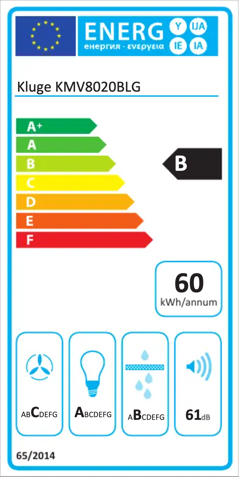 Page n°1 - Label énergétique Kluge KMV8020BLG