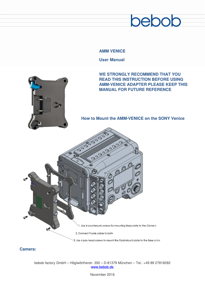 Image de la première page du manuel de l'appareil AMM VENICE