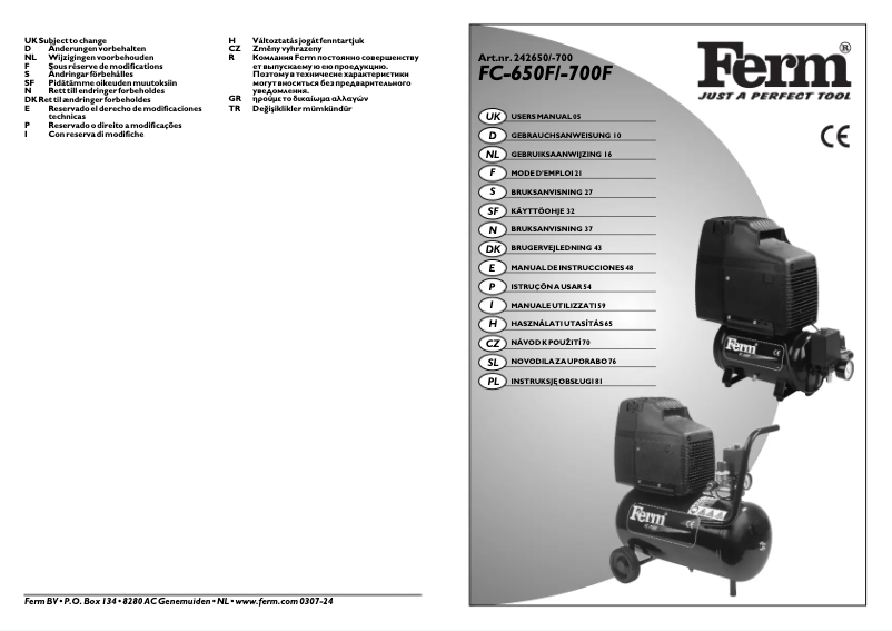 Página 1 del manual Manual de usuario Ferm CRM1011 FC-650F