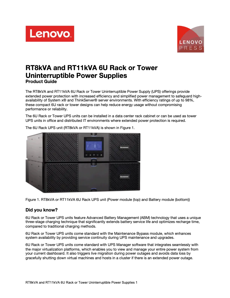 Image de la première page du manuel de l'appareil RT8kVA