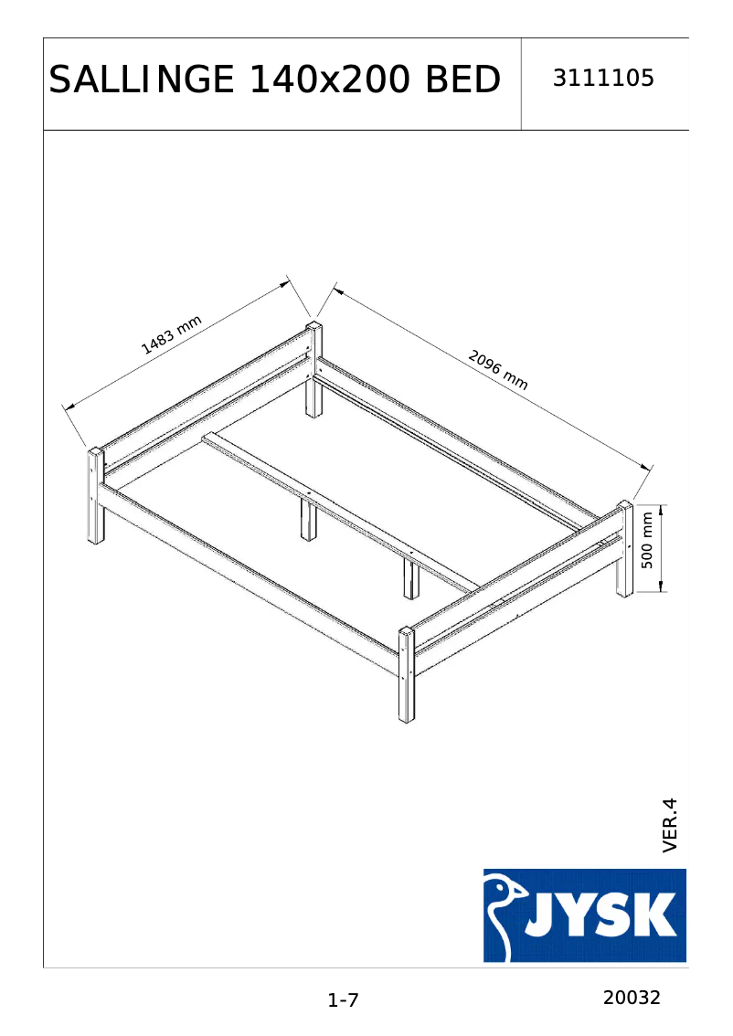 Page 1 de la notice Manuel utilisateur JYSK Sallinge (140x200)