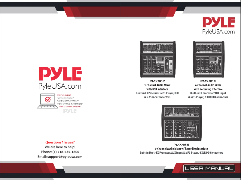 Page 1 de la notice Manuel utilisateur Pyle PMX464