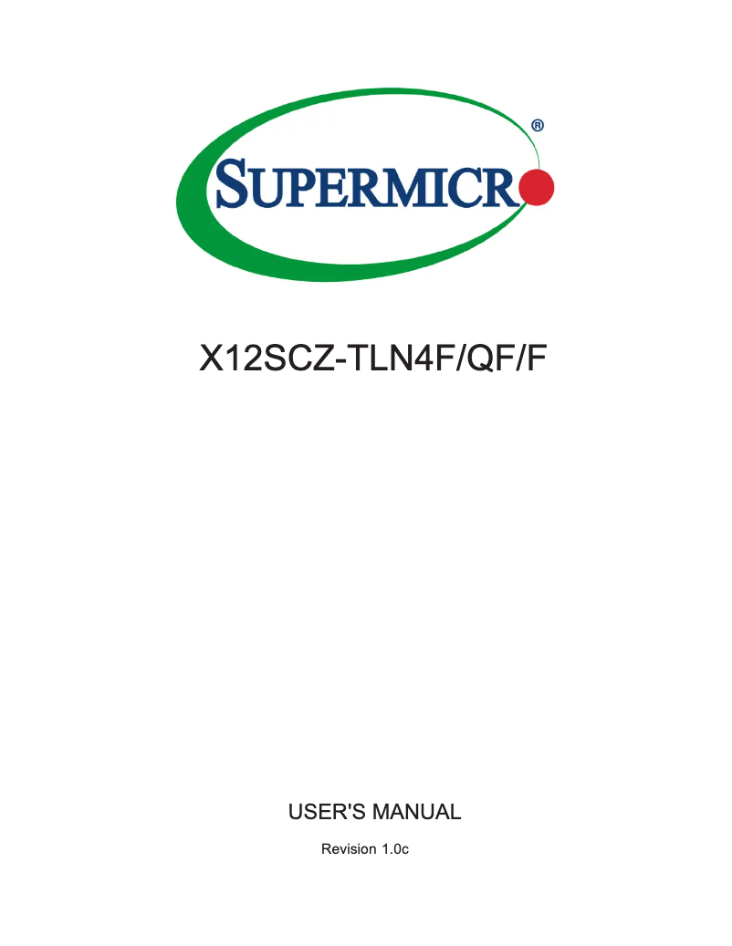 Page 1 de la notice Manuel utilisateur Supermicro X12SCZ-F
